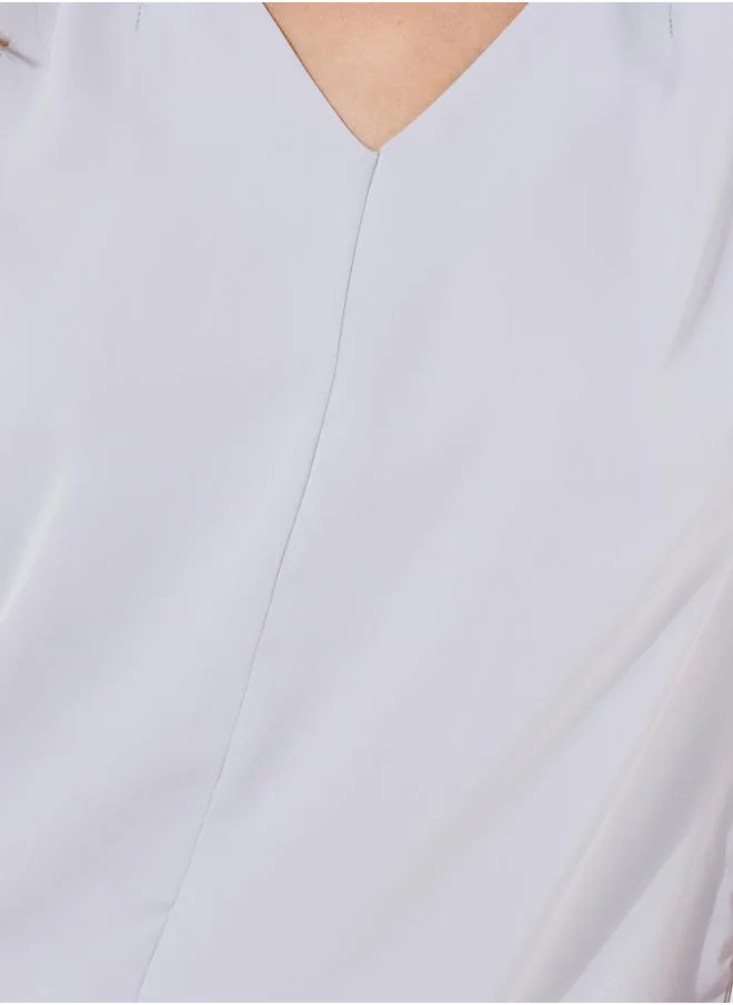 Take Two Solid Regular Fit Top with Cap Sleeve by Styli