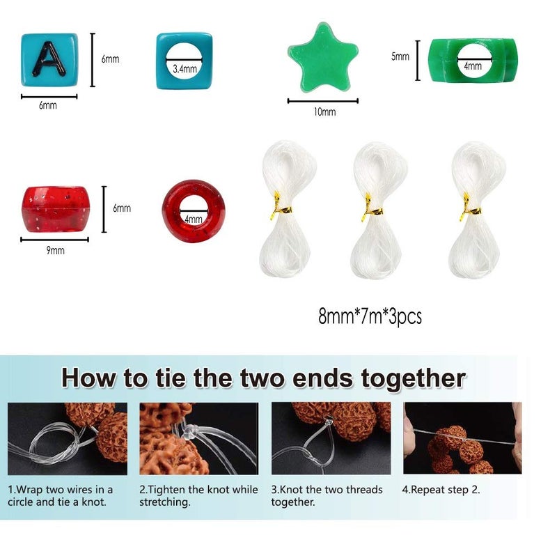 Inscraft طقم خرز بوني من إنسكريفت - 3,300 قطعة 9 مم خرز بوني، خرز حروف ونجوم بـ 23 لون مع خيط مرن لصنع المجوهرات - Image 4