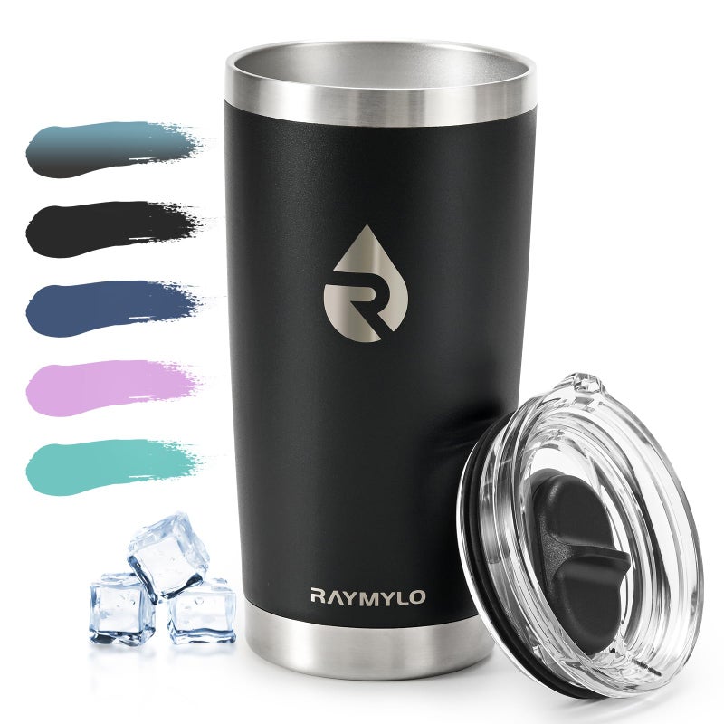 RAYMYLO Insulated Stainless Steel Travel Mug for Hot/Cold Coffee, 20 oz Tumbler with BPA-Free Detachable Slider Lid, Travel Coffee Cup with Lid Fits Most Car cup holder, Magic Black - Image 1