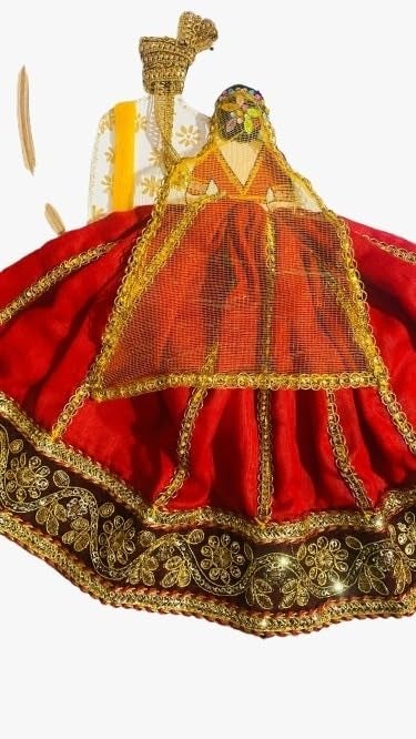 Handmade Embroidery Hoop Art with Traditional Indian Dress Design, Red and Gold Wedding Anniversary Decor (Customizable) - Image 2