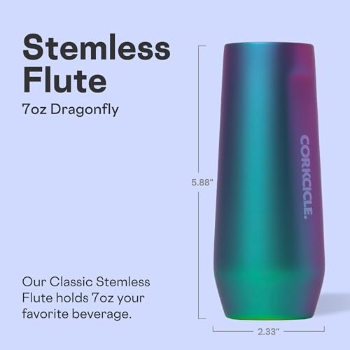 Corkcicle Stemless Flute Chill Drinks for 9 Hours Summer Drinkware Gift 7 oz Dragonfly - Image 3