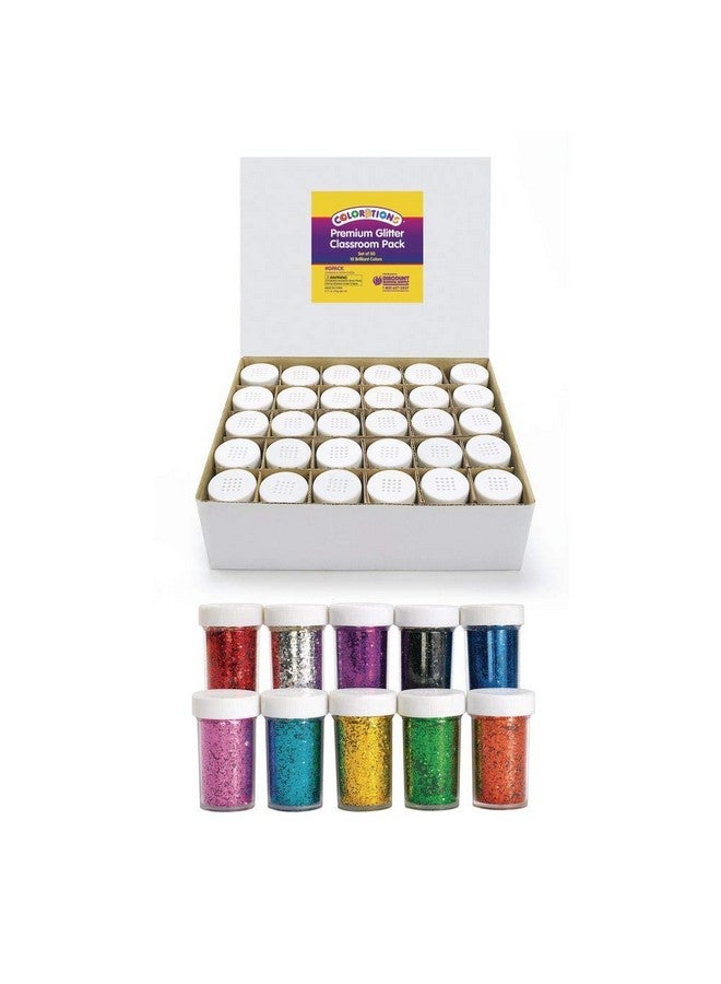 Colorations ® Glitter Jars Classroom Pack Easy Dispensing Shaker Jars 10 Colors 3 Of Each Color Great For Arts & Crafts Scrapbooking Slime Holiday Parties Weddingsnon Toxic Glitter3/4 Oz Jars - Image 1