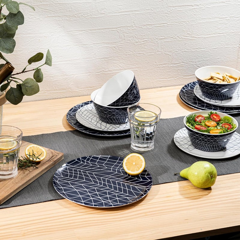 bzyoo 12-Piece Melamine Dinnerware Set - Spidy | Lightweight, Durable, BPA-Free | Dishwasher Safe Dish Set for Indoor & Outdoor Use - Perfect for Camping, BBQs - Image 5