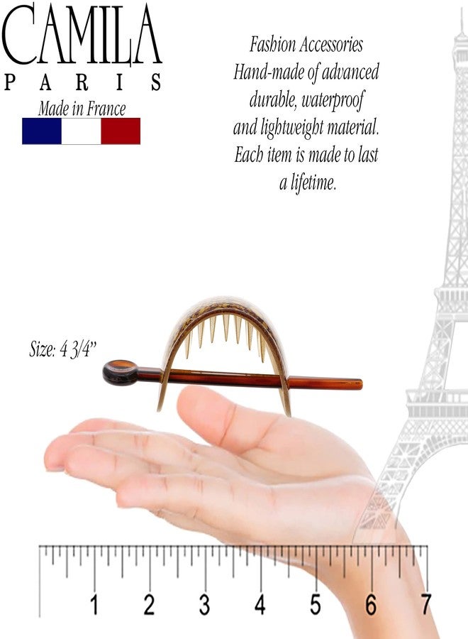 Camila Paris CP3340 French Hair Barrette with Stick, Hair Ponytail Holders, Amber, Slide Hair Pins for Buns Chignon, Strong Hold Hair Bun Clip, No Slip Hair Accessories for Women, Made in France - Image 4