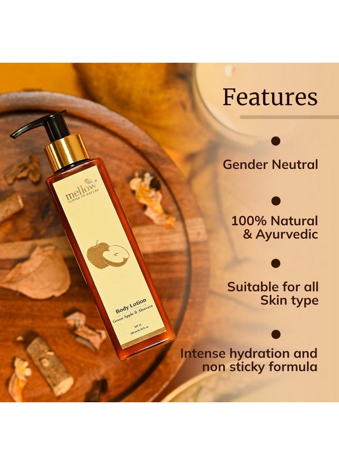 MELLOW - Herbals Ayurvedic Green Apple Body Lotion With Aloe Vera & Shea Butter (200Ml) | Helps To Remove Dark Patches & Tightens Skin | Ayush Certified | Gmo, Paraben And Silicone Free - Image 1