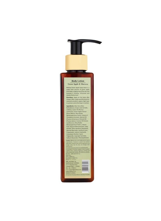 MELLOW - Herbals Ayurvedic Green Apple Body Lotion With Aloe Vera & Shea Butter (200Ml) | Helps To Remove Dark Patches & Tightens Skin | Ayush Certified | Gmo, Paraben And Silicone Free - Image 1