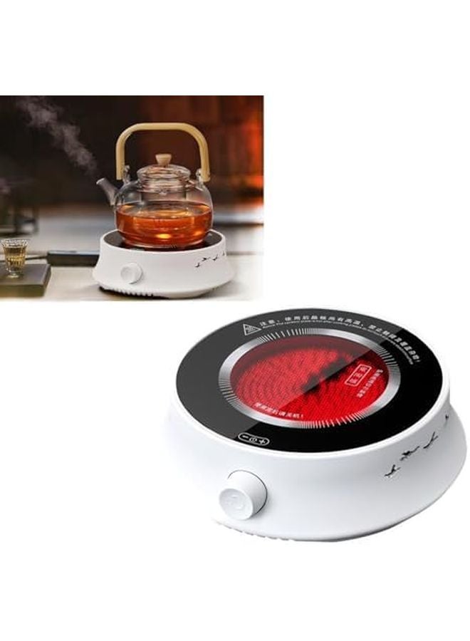 White Electric Ceramic Tea Stove 800W Adjustable Power Silent Cooling Fan for Home Kitchen Camping - Image 1