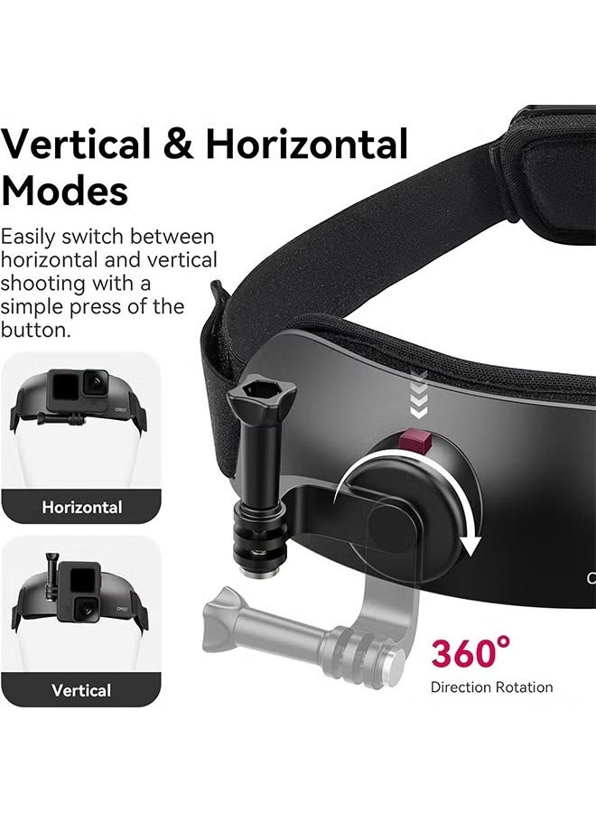 ULANZI CM027 Phone Head Strap Mount Support Vertical Shots for iPhone, GoPro Hero 12 11 10 9 8 7 6 5 4 Session 3+ 3 2 1 Max, DJI Osmo Action, Insta360, Action Cameras Head Mounted Phone Holder - Image 2