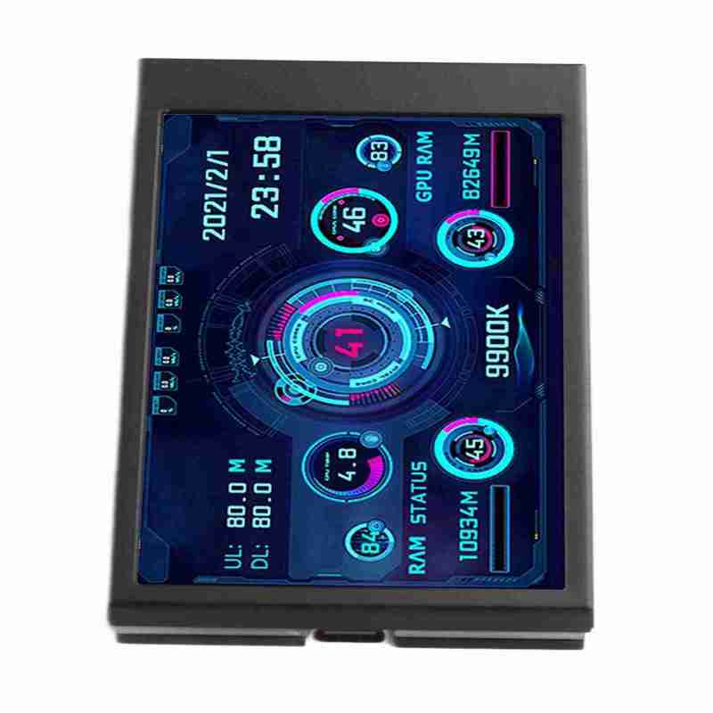 Computer Temp Monitor 3.5 Inch IPS USB Mini Screen 320x480 Resolution - Real Time Data Monitoring PC Sensor Panel Display with Stepless Brightness Adjustment for Eye Caring - Image 4