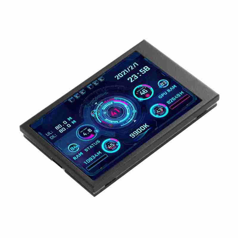 Computer Temp Monitor 3.5 Inch IPS USB Mini Screen 320x480 Resolution - Real Time Data Monitoring PC Sensor Panel Display with Stepless Brightness Adjustment for Eye Caring - Image 3
