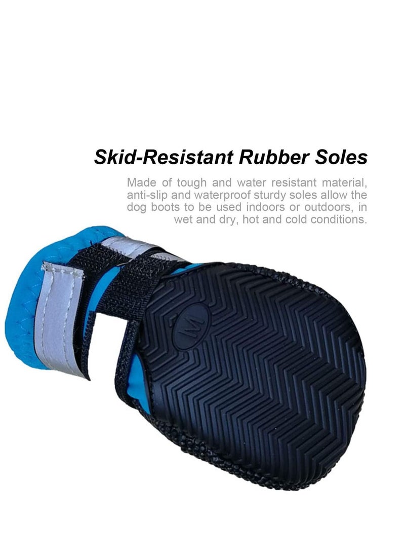 Y&D Dog Shoes, Boots for Injured Paws Waterproof, Set of 4 Walking Paw Protectors with Adjustable Reflective Straps and Anti Slip Sole Small Medium Large Dogs Blue - Image 5