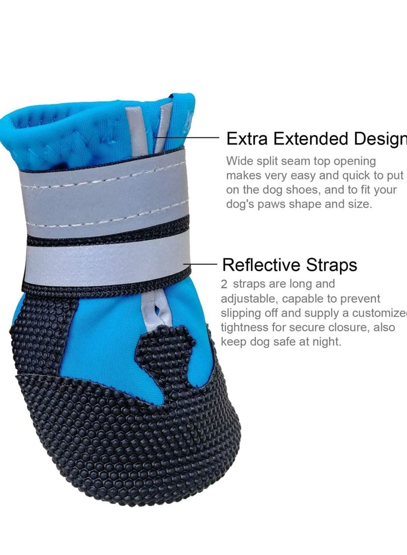 Y&D Dog Shoes, Boots for Injured Paws Waterproof, Set of 4 Walking Paw Protectors with Adjustable Reflective Straps and Anti Slip Sole Small Medium Large Dogs Blue - Image 4