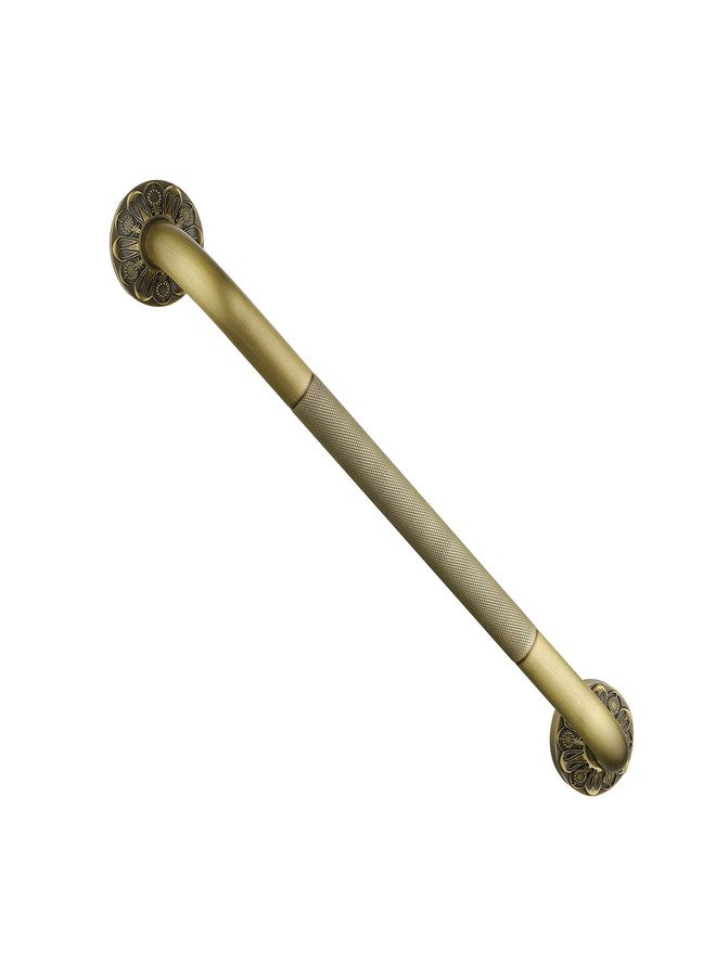Lucyound Antique Brass Shower Grab Bar, 20 inch Bathroom Handrail with Anti-Slip Handle, Screw Mounted Bath Safty Bar, Vintage Gold Decorative Bathroom Accessories, Brass Petal-Relief Series - Image 1