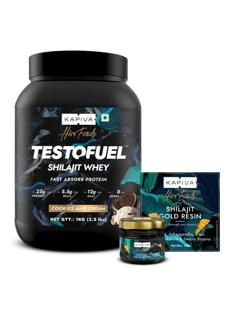 كابيفا مجموعة تمارين رياضية قوية | راتنج شيلاجيت الذهبي + بروتين مصل اللبن شيلاجيت من تيستو فيول - شوكولاتة - Image 1