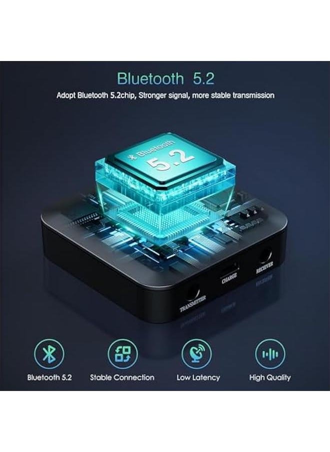 FYLX - Bluetooth 52 Transmitter Receiver Portable Wireless Bluetooth Adapter With AUX 35 Qualcomm QCC3040 Chip  Bluetooth Transmitter for TV to 2 Wireless Headphs - Image 1