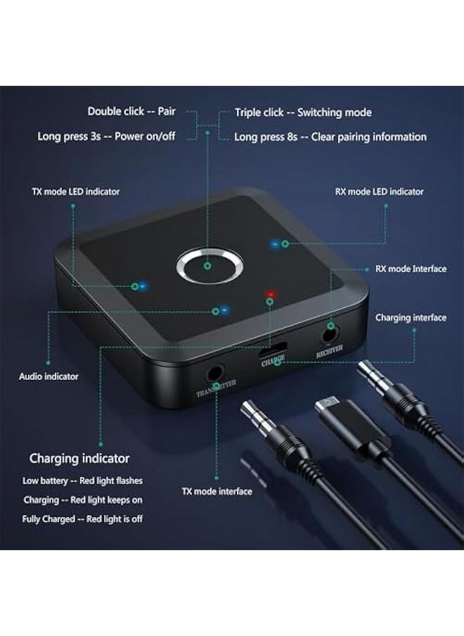 FYLX - Bluetooth 52 Transmitter Receiver Portable Wireless Bluetooth Adapter With AUX 35 Qualcomm QCC3040 Chip  Bluetooth Transmitter for TV to 2 Wireless Headphs - Image 1
