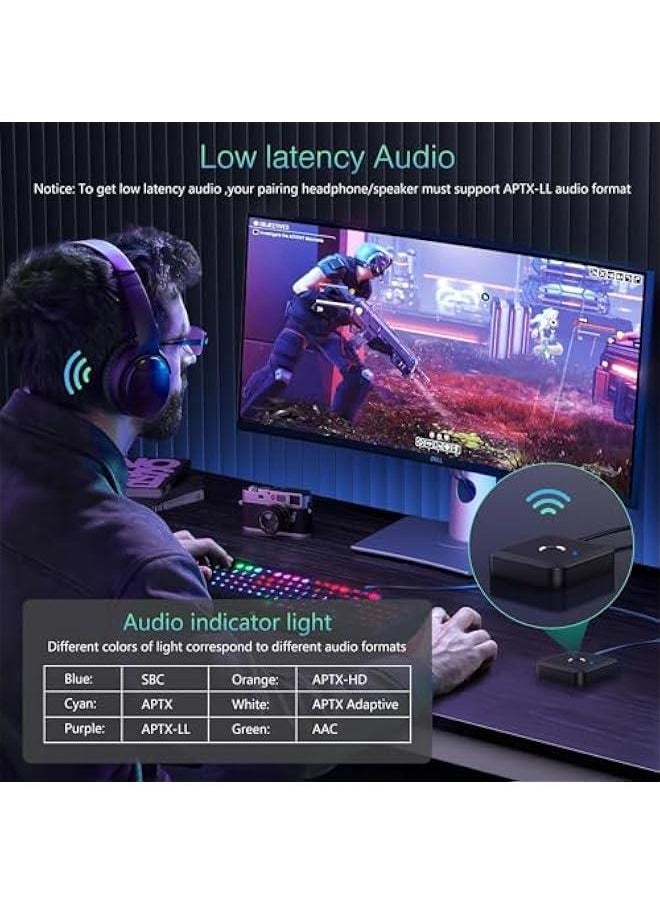 FYLX - Bluetooth 52 Transmitter Receiver Portable Wireless Bluetooth Adapter With AUX 35 Qualcomm QCC3040 Chip  Bluetooth Transmitter for TV to 2 Wireless Headphs - Image 1