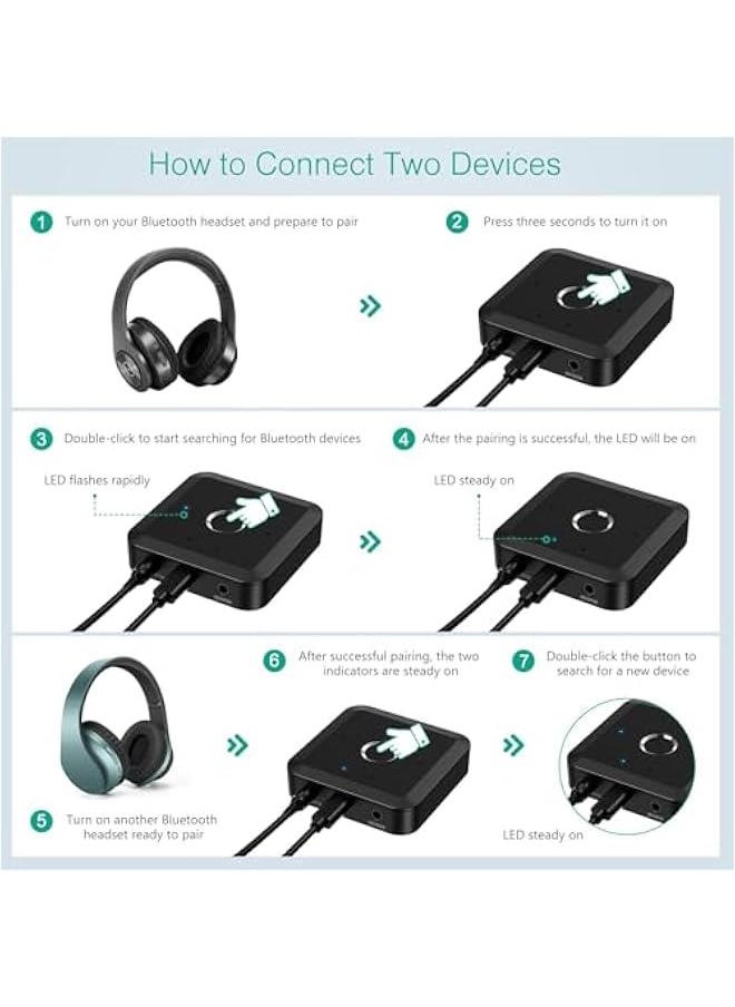 FYLX - Bluetooth 52 Transmitter Receiver Portable Wireless Bluetooth Adapter With AUX 35 Qualcomm QCC3040 Chip  Bluetooth Transmitter for TV to 2 Wireless Headphs - Image 1