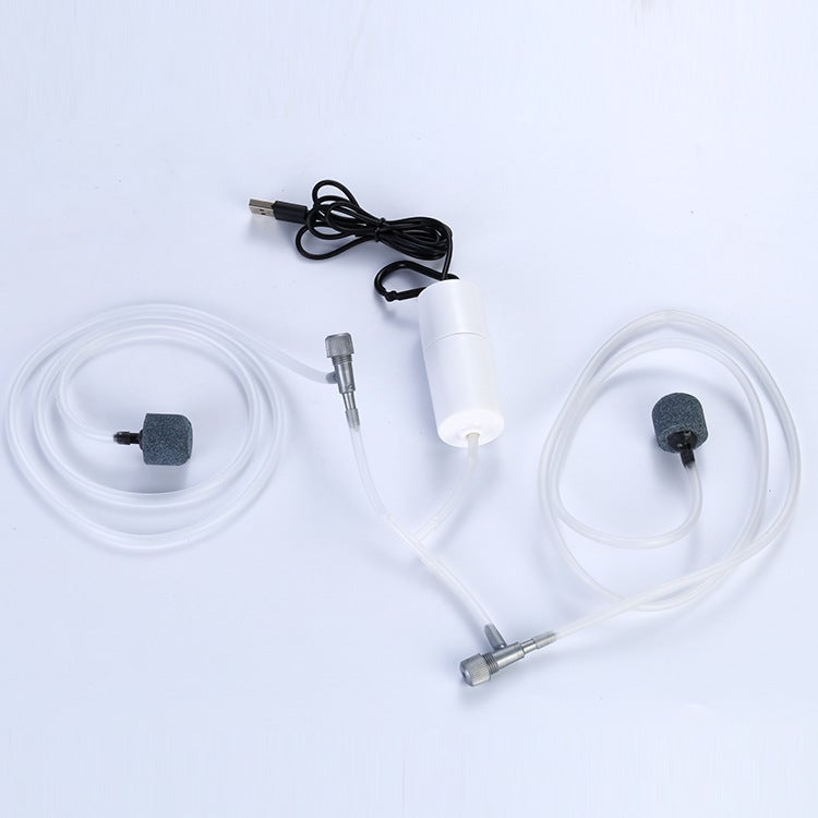 Generic Oxygen pump USB portable fish tank fish farming aquarium supplies small oxygen pump ultra-quiet fishing aerator White-small volume-double tube double stone White-small volume-double tube double stone 
