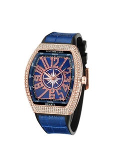 Generic Pintime/product Time Men's Watch Barrel Watch Simple Watch Belt Yacht Diamond Retro Quartz Watch 