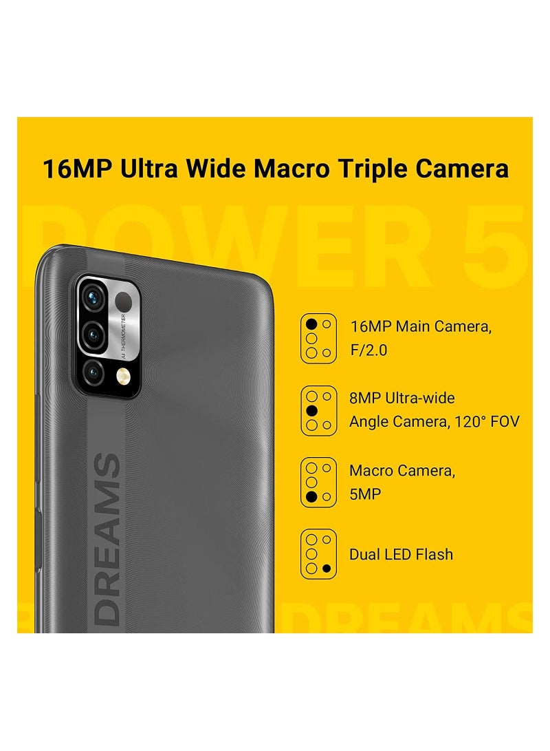 UMIDIGI Power 5 Cell Phone 4GB 128GB 6150mAh Battery Unlocked Smartphone with 6.53 Full Screen 16MP AI Triple Camera Android Phone Gray - Image 2