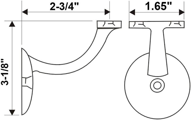 QCAA Heavy Duty Zinc Die Cast Handrail Bracket, Powder Coated, Matte Black, 3 Pack, Made in Taiwan - Image 2