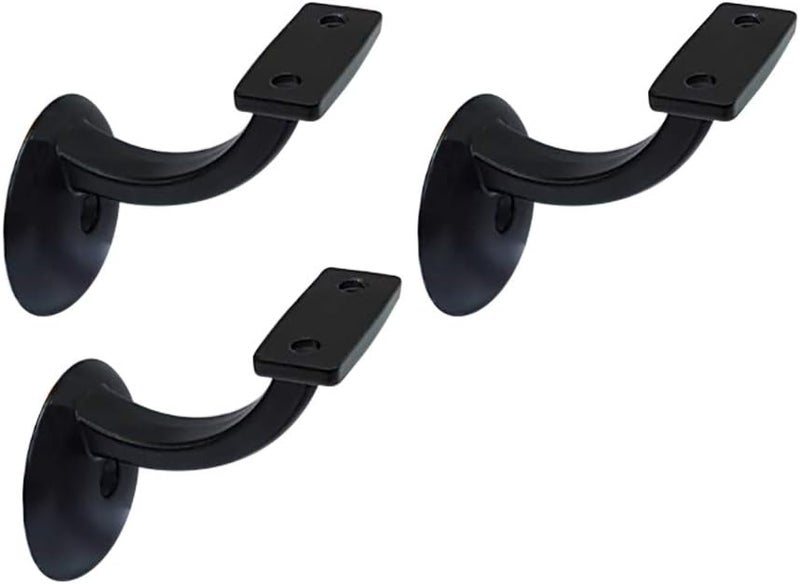 QCAA Heavy Duty Zinc Die Cast Handrail Bracket, Powder Coated, Matte Black, 3 Pack, Made in Taiwan - Image 1