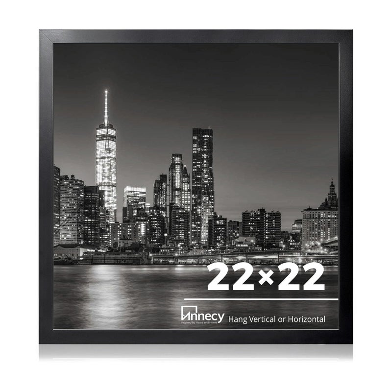 Annecy 22x22 Picture Frame Black1 Pack 22 x 22 Picture Frame for Wall Decoration Classic Black Minimalist Style Suitable for Decorating Houses Offices Hotels