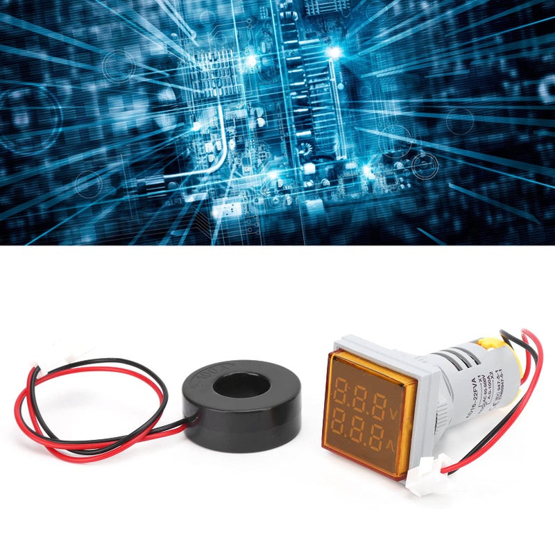AD16 22FVA Square LED Display Voltage Current Meter Tester Yellow - Image 5