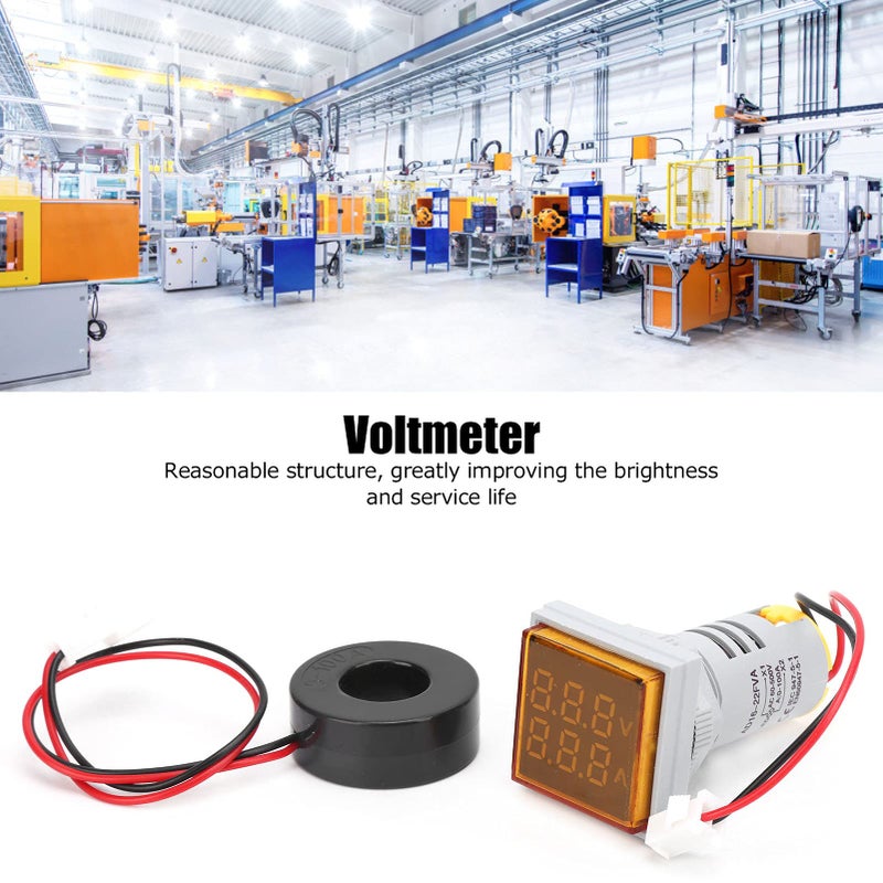 AD16 22FVA Square LED Display Voltage Current Meter Tester Yellow - Image 4