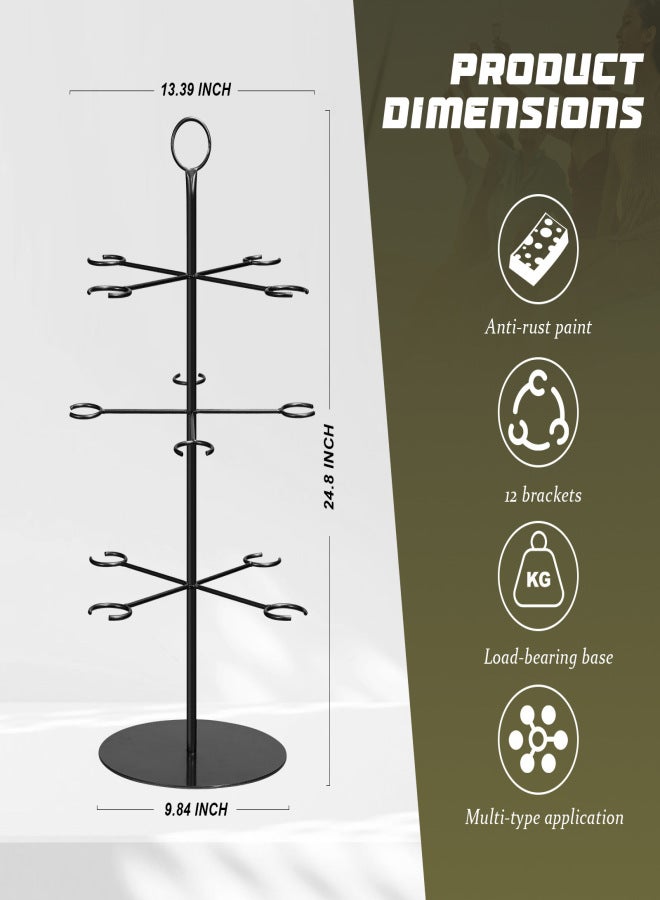 Cocktail Tree Stand, Wine Glass Flight Tasting Display For Drinks, 3 Tier - 12 Holders For Champagne, Cocktails, Martini, Margarita Cups at Weddings, Bridal Shower, Mimosa Bar Parties & Events - Image 2