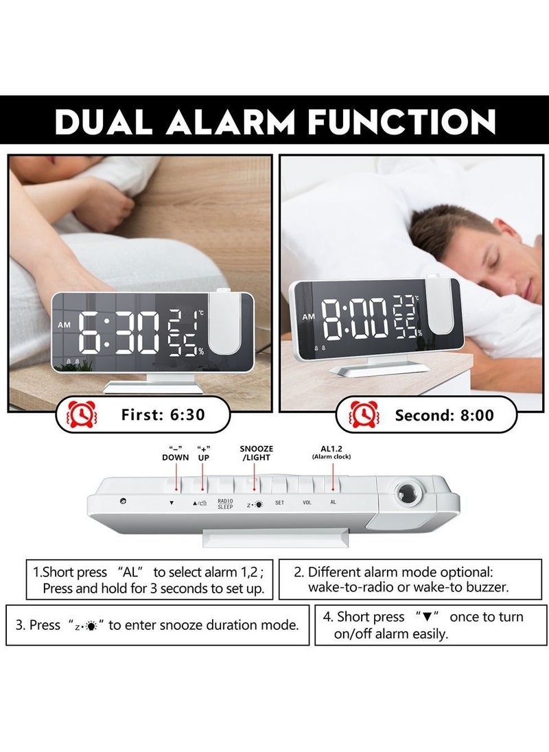 Smart Mirror Projection Digital LED Alarm Clock