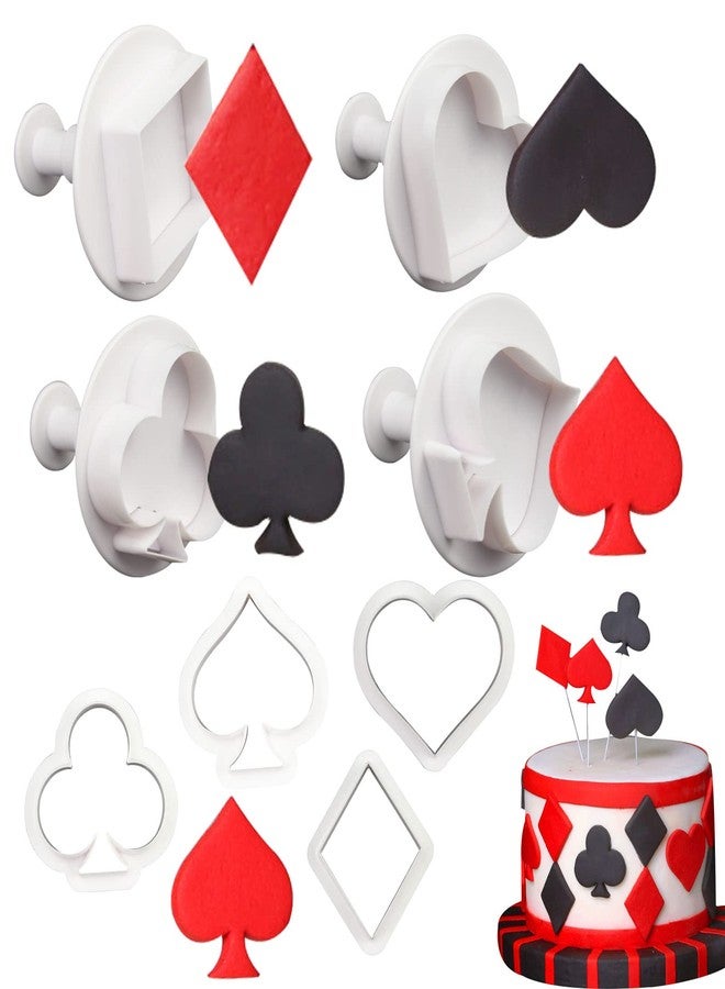 Yedadone 8 Pieces Poker Playing Bridge Plastic Cookie Cutter Playing Card Fondant Cutter Poker Cards Fondant Mold(Spade, Club, Diamond, and Heart) - Image 1