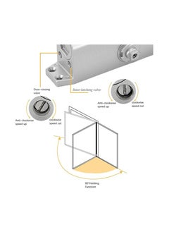 Verimax Automatic Door Closer – Silver Finish – 90° Hold Open Function – Adjustable Closing Speed – For Interior & Exterior Doors  - Image 2
