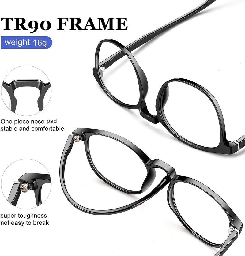 FEIYOLD Blue Light Blocking Glasses Women/Men,Retro Round Anti Eyestrain Computer Gaming Glasses(Black+Blue) - Image 5