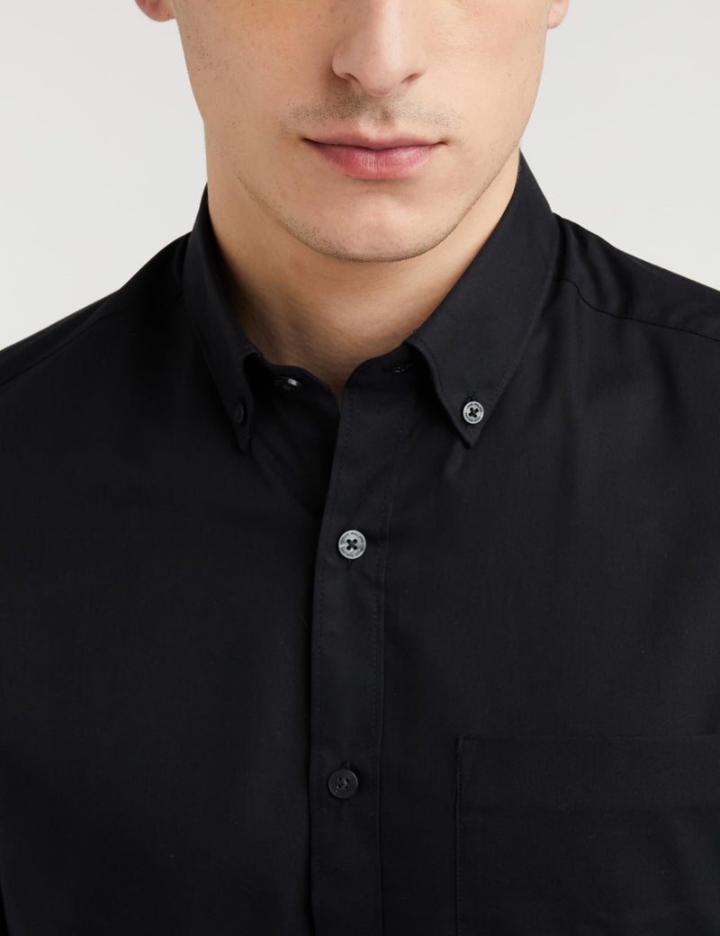Louis Philippe Men Black Classic Fit Solid Full Sleeves Formal Shirt - Image 3