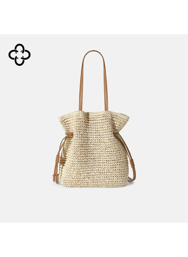 Cassile Women's Handbag Bucket Bag Large Capacity Beach Luxury Raffia Woven Bag Birthday Qixi Gift - Image 5