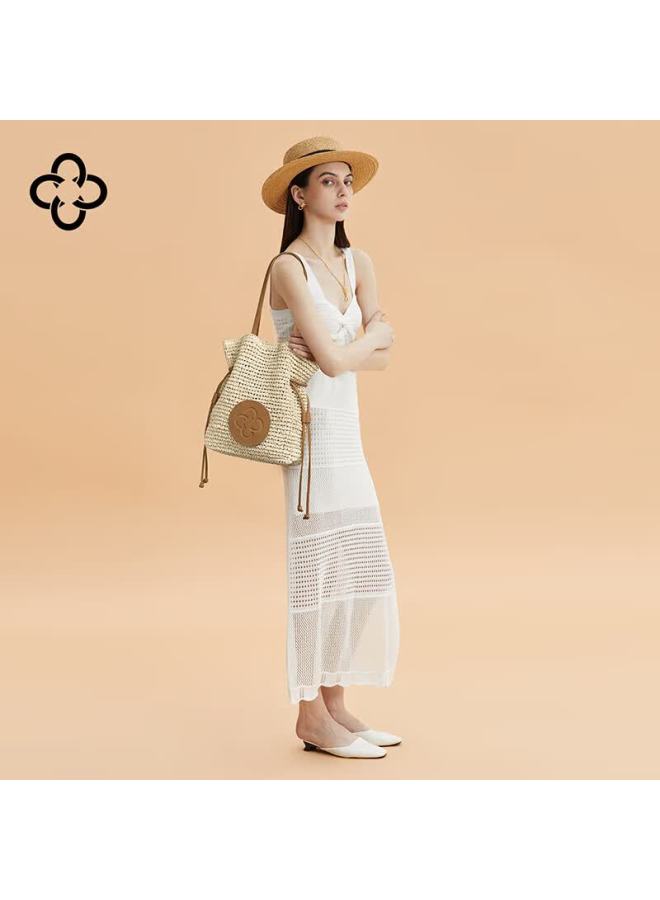 Cassile Women's Handbag Bucket Bag Large Capacity Beach Luxury Raffia Woven Bag Birthday Qixi Gift - Image 2