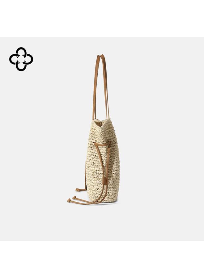 Cassile Women's Handbag Bucket Bag Large Capacity Beach Luxury Raffia Woven Bag Birthday Qixi Gift - Image 4