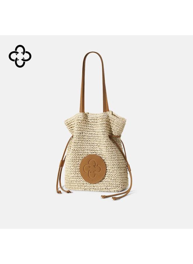 Cassile Women's Handbag Bucket Bag Large Capacity Beach Luxury Raffia Woven Bag Birthday Qixi Gift - Image 3