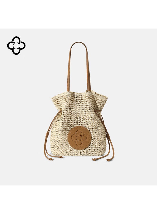 Cassile Women's Handbag Bucket Bag Large Capacity Beach Luxury Raffia Woven Bag Birthday Qixi Gift - Image 1