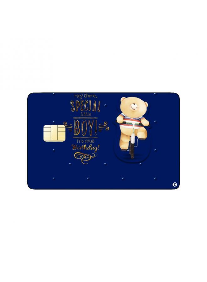 RKN PRINTED BANK CARD STICKER Cute Teddy Bear Drawing On Bike In Starry Night - Image 2