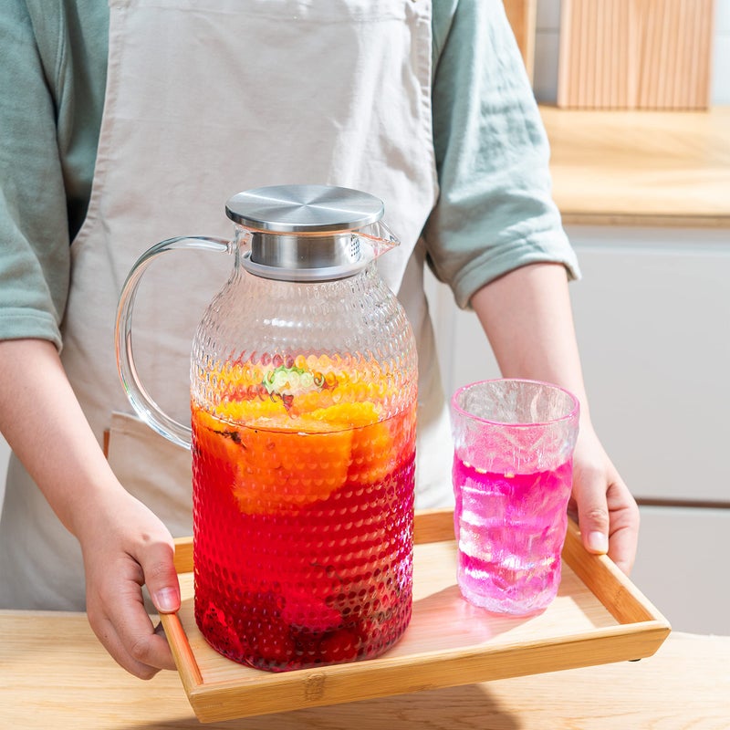 Karafu 3 Liter/100 Oz Glass Pitcher with Lid, Easy Clean Heat Resistance Borosilicate Glass Jug for Hot/Cold Water, Milk, Ice Tea and Juice Beverage - Image 5