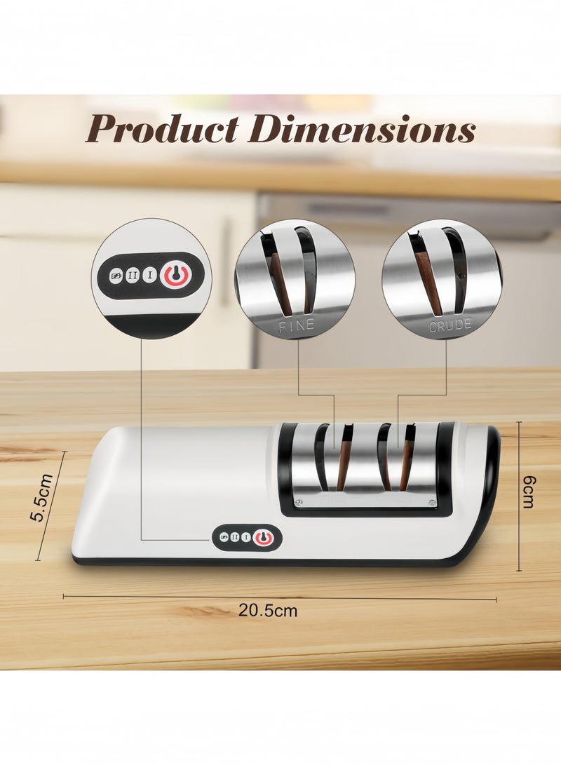 GGEROU Electric Knife Sharpener, Rechargeable Non-Slip Sharpener with 2 Speed Setting for Rough and Fine Sharpening, Fully Automatic and Fast Sharpening Suitable for Most Knives in The Kitchen  - Image 2