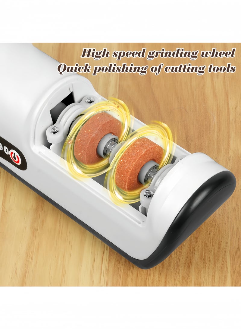 GGEROU Electric Knife Sharpener, Rechargeable Non-Slip Sharpener with 2 Speed Setting for Rough and Fine Sharpening, Fully Automatic and Fast Sharpening Suitable for Most Knives in The Kitchen  - Image 5