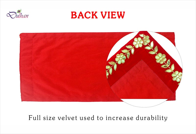 Dulhan DLC 13 x 27 inch Designer Long Red Velvet Cloth for puja mandir Table, Pooja Asan for God Idol Altar Cloth for Diwali navratra ganpati Festival Pack of 2 pc bhagwan aasan for Home Temple, Solid - Image 4