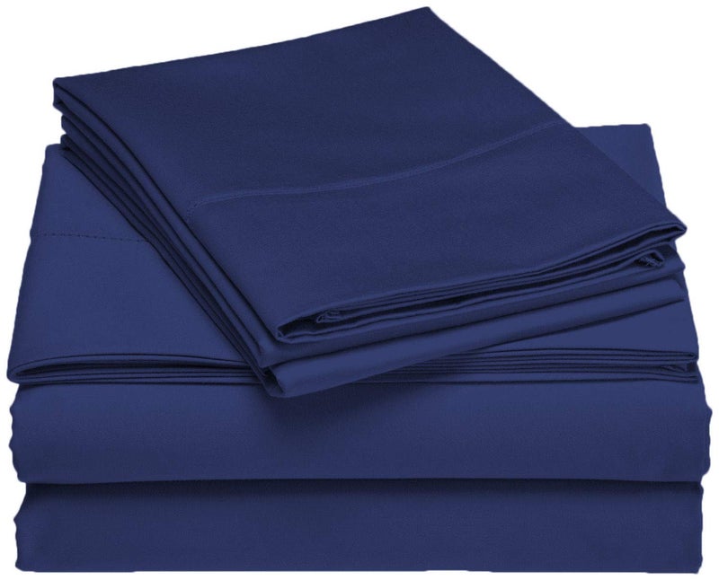 DESTINY CRESCENT BED Full XL 100% Microfiber Double Brushed Sheet Set - Extra-Soft  Breathable & Wrinkle-Free - 15"" Deep Pockets  54"" x 80"" - Ideal for Extra Long Full Beds - 4PC Set (Full XL  Navy) - Image 1