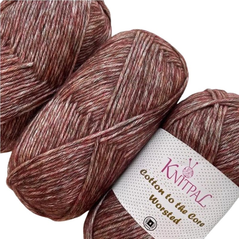 Cotton to The Core Worsted Weight Yarn for Crocheting 3 Skeins 654 Yds300G Free Patterns Beginners Friendly  Soft Cotton Yarn for Knitting  4 Medium Worsted Weight  Caramel Brown