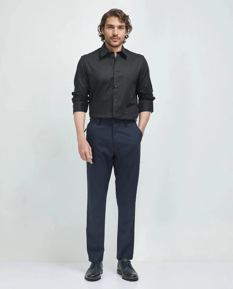 Rare Rabbit Rare Rabbit Men's Stum Ls Black Cotton Fabric Full Sleeve Collared Neck Button Closure Printed Shirt
