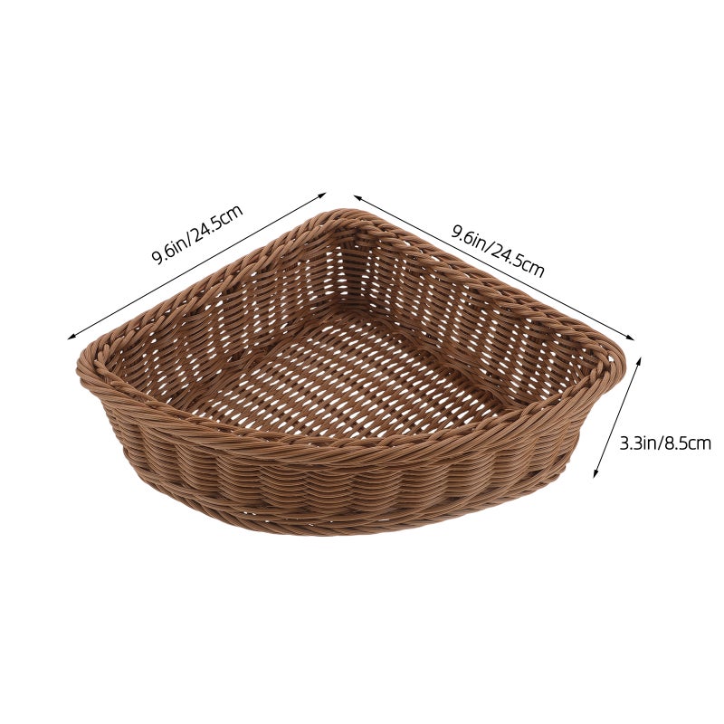 Handwoven Corner Basket Storage Bin for Bathroom Kitchen Wardrobe Organizer Light Brown - Image 2